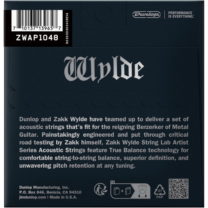 Dunlop ZWAP1048 Zakk Wylde Phosphor Bronze Acoustic Guitar Strings