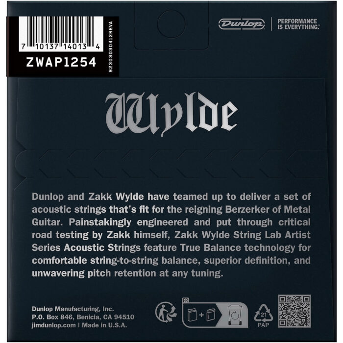 Dunlop ZWAP1254 Zakk Wylde Phosphor Bronze Acoustic Guitar Strings